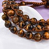 Natural Tiger Eye Round Beaded Multi-strand Bracelets for Men Women BJEW-G743-02B-3