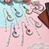 7Pcs Moon Star Resin & Glass Charm Bookmarks AJEW-JK00327-2