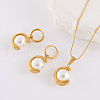Stainless Steel Pendant Necklaces & Hoop Earrings Sets JP6443-3-4