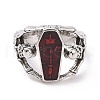 Enamel Skull with Coffin Finger Ring RJEW-H109-05AS-2
