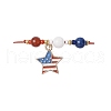 Independence Day Natural Carnelian & White Jade & Dyed Yellow Jade Gemstone Round Beads Braided Bracelets BJEW-MZ00178-02-2
