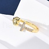 Brass Micro Pave Clear Cubic Zirconia Cuff Rings for Women RJEW-U047-15G-3