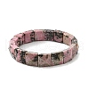 Sqaure Natural Rhodonite Beads Stretch Bracelets for Women Men BJEW-C097-06T-4