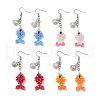 Fish with Shell Shape 304 Stainless Steel Glass Beads Dangle Earrings EJEW-MZ00436-2