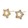 Cubic Zirconia Hollow Star Stud Earrings KK-O142-48G-1