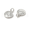 Flat Round with Swan Pattern Brass Micro Pave Clear Cubic Zirconia Charms KK-G425-22P-2