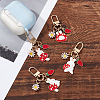 DELORIGIN 8Pcs 4 Style Alloy Enamel Pendant Keychain KEYC-DR0001-10-3