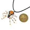 Braided Glass Seed Bead Spider Pendant Necklaces NJEW-MZ00036-02-3