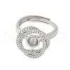 Flower Brass Micro Pave Cubic Zirconia Adjustable Ring Settings KK-K297-09P-2