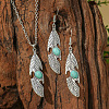 Bohemian Style Alloy & Synthetic Turquoise Pendant Necklaces & Dangle Earrings Sets WG2E1B4-02-1