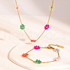 Flower Stainless Steel Glass Beaded Bracelets & Necklaces Sets for Women FN9236-1-2