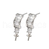 Brass Pave Clear Cubic Zirconia Stud Earring Findings KK-D369-08P-1