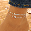 Fashionable Bohemian Style Alloy Love Heart Link Double Layer Anklets for Women WG497D9-13-1