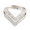 Brass Crown Adjustable Ring with Clear Cubic Zirconia RJEW-Q781-02P-2