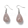 Natural Rose Quartz Dangle Earrings EJEW-P143-C18-1