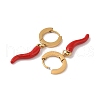3 Pairs 304 Stainless Steel Enamel Horn of Plenty/Italian Horn Cornicello Hoop Dangle Earrings for Women EJEW-K279-06G-4