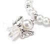 Glass & Plastic Imitation Pearl Beaded Stretch Bracelet with Alloy Fairy Charm for Women BJEW-JB08704-4