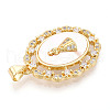 Brass Micro Pave Clear Cubic Zirconia Pendants KK-N268-33G-2