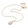 Brass Micro Pave Cubic Zirconia Four Leaf Clover Pendant Neckalces for Women NJEW-S448-02G-4