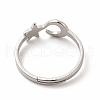 304 Stainless Steel Star and Moon Adjustable Ring for Women RJEW-B027-15P-3