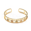 Colorful Cubic Zirconia Star Open Cuff Bangle BJEW-A123-15G-1