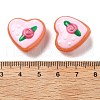 Handmade Lampwork Enamel Beads Heart with Flower LAMP-V001-06C-4