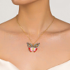 Bohemian Vintage Brass Enamel Hollow Colorful Evil Eye Butterfly Pendant Necklaces for Women EO6638-3