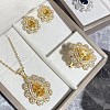 Teardrop 201 Stainless Steel Rhinestone Pendant Necklace & Stud Earring & Rings Sets FS-WG457D4-02-1