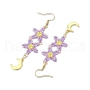 Star Glass Seed Beaded Dangle Earrings for Women EJEW-MZ00206-05-4