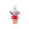 Handmade Lampwork Beads with Glass Pearl Round Bead Pendants PALLOY-MZ00696-4