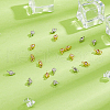 FIBLOOM 20Pcs 2 Colors Brass Pave Glass Connector Charms KK-FI0001-06-4