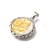 Brass with Natural Shell Carved Pendants KK-Z091-07P-03-2