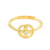Flat Round with Cross Clear Cubic Zirconia Adjustable Rings RJEW-L120-002G-2