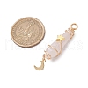 3Pcs 3 Styles Natural Rose Quartz Pointed Copper Wire Wrapped Faceted Bullet Big Pendants PALLOY-JF03572-05-2