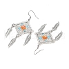 Glass Seed Bead Feather Dangle Earrings EJEW-MZ00284-4