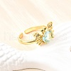 Ocean Theme Brass Micro Pave Cubic Zirconia Cuff Rings for Women RJEW-F184-17F-G-4