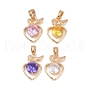 Brass Micro Pave Cubic Zirconia Pendants KK-E795-27KCG-01-1