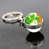 Saint Patrick's Day Glass Double-sided Ball Keychains PW-WG29681-12-1