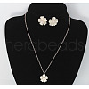 Flower Alloy Cat Eye Pendant Necklaces & Stud Earrings Sets FS-WGFC2E6-01-2