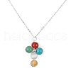 Natural & Synthetic Mixed Gemstone Cross Pendant Necklace with Copper Chains NJEW-JN04446-02-1