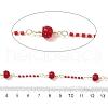 Brass Hexagonal Column Glass Seaded Beaded & Resin Round Beaded Link Chains CHC-G026-01D-2