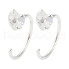 999 Fine Silver Micro Pave Clear Cubic Zirconia Pull Through Earrings EJEW-P296-28B-S-1