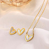 Heart Stainless Steel & Natural Shell Pendant Necklaces & Stud Earrings Sets FS-WG4CC15-02-1