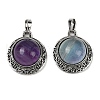 Natural Fluorite Half Round Pendants PALLOY-R159-01AS-10-1