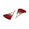 Rhinestone Triangle with Tassels Dangle Earrings EJEW-E267-01RC-3