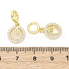 Brass Micro Pave Cubic Zirconia Ring with Hamsa Hand European Dangle Charms KK-D325-08G-3