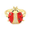 Brass Micro Pave Clear Cubic Zirconia Open Cuff Rings RJEW-R024-01G-4