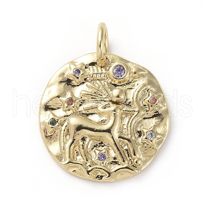 Brass Micro Pave Cubic Zirconia Pendants ZIRC-G157-03J-01G-1