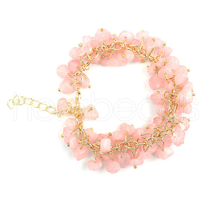 Natural Rose Quartz Bead Bracelets PW-WG73957-02-1