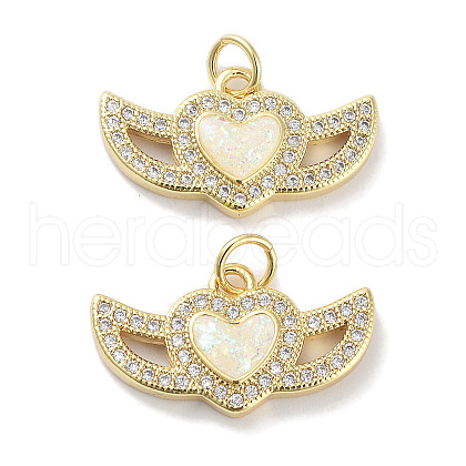 Brass Micro Pave Clear Cubic Zirconia Pendants KK-L213-011G-01-1